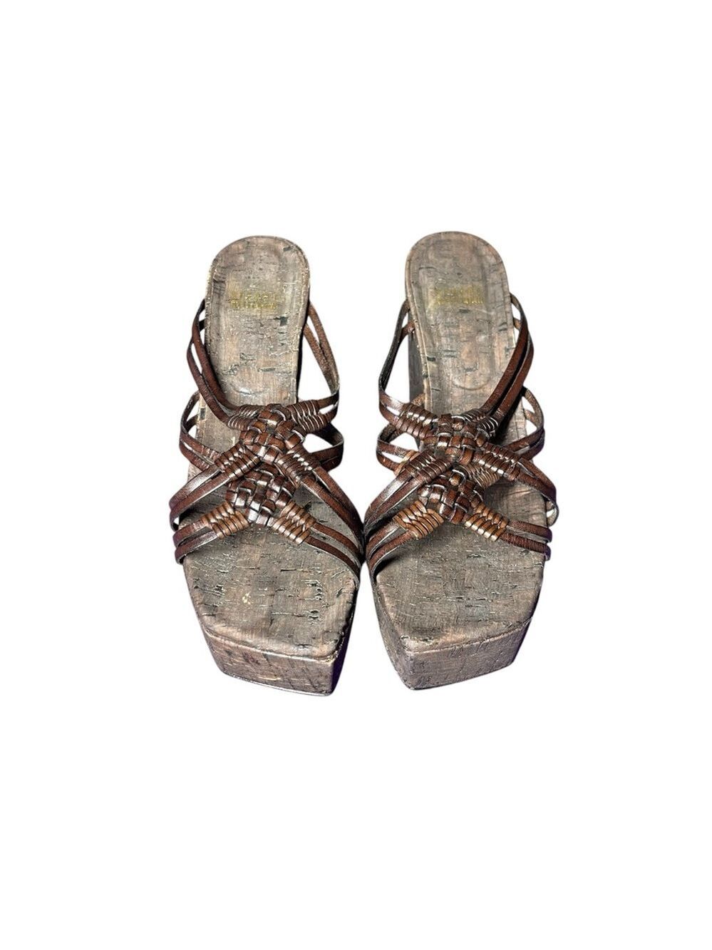 Stuart Weitzman Elegant Brown Woven Sandals